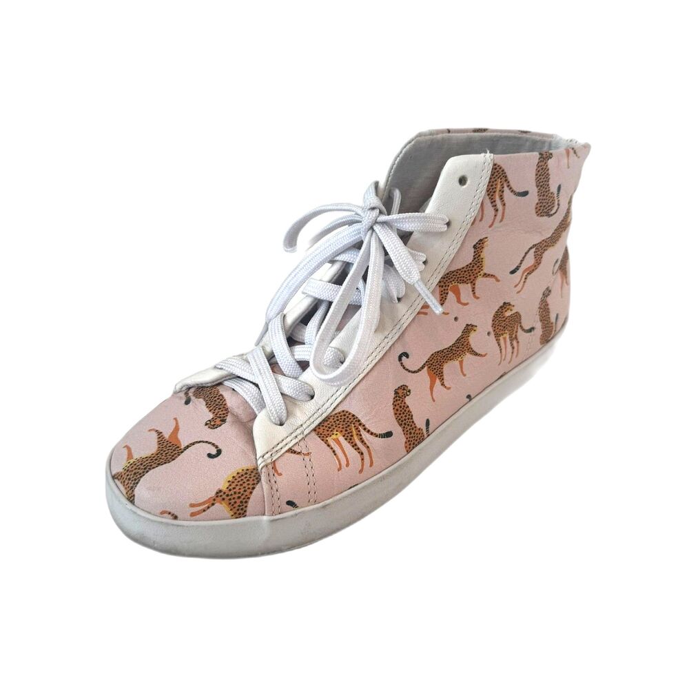 OTBT Hologram Pink Cheetah Leather High Top Sneakers Shoes Women’s 7 Brazil